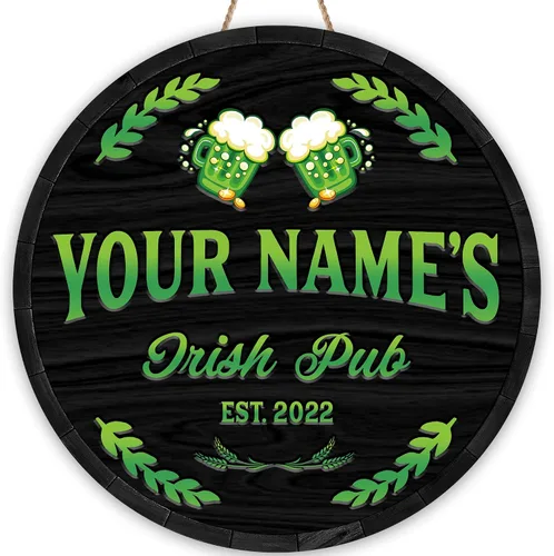 Miniatura 23 de ARTSY WOODSY Letrero de madera de pub irlandés personalizado (no tallado real), decoración del día de San Patricio, accesorios de placa de arte