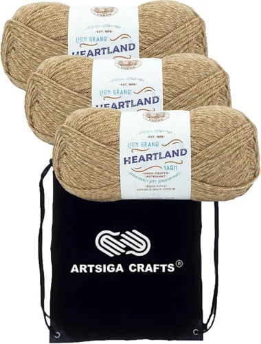 Miniatura 62 de Lion Brand Heartland Capitol Reef 136-140 (3 cadejos - mismo lote de tinte) Hilo estambre medio #4 acrílico para crochet y tejer con bolsa