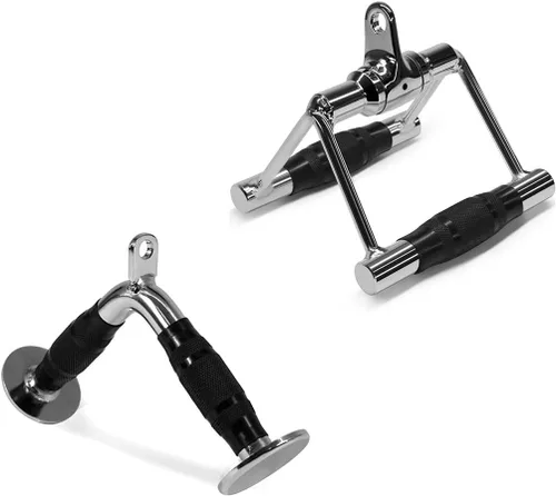 Miniatura 11 de Yes4All Cable Machine Attachment, Row Handles, Tricep Rope, Straight Bar, V Bar, LAT Pulldown Accessories Load 880 LB for Home Gym F. V Bar - Caucho
