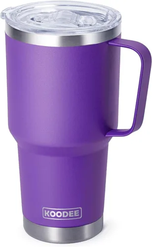 Miniatura 59 de Koodee - Vaso delgado de acero inoxidable de 20 onzas (4 unidades) aislado con doble pared, vaso de agua con 4 tapas, 4 popotes y 2 cepillos