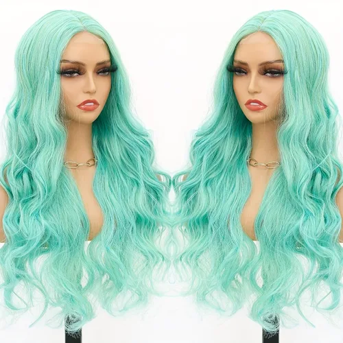 Miniatura 13 de Pelucas para mujeres negras, pelucas de encaje frontal de 13x6 Water Wave, pelucas sintéticas HD con encaje frontal, línea capilar natural