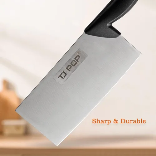 Miniatura 2 de TJ POP Cuchillo chino de carnicero de 7.5 pulgadas, cuchillo de cocina, cuchillo de carnicero de acero inoxidable 420HC, espesor de hoja de 2.5 mm