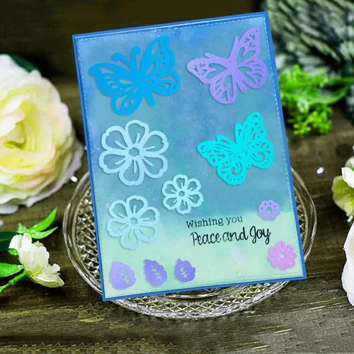 Miniatura 5 de 17 troqueles de corte de plantilla en relieve, hojas de mariposa y flores de AIFUDA para manualidades, álbumes de recortes, marco de fotos, álbum