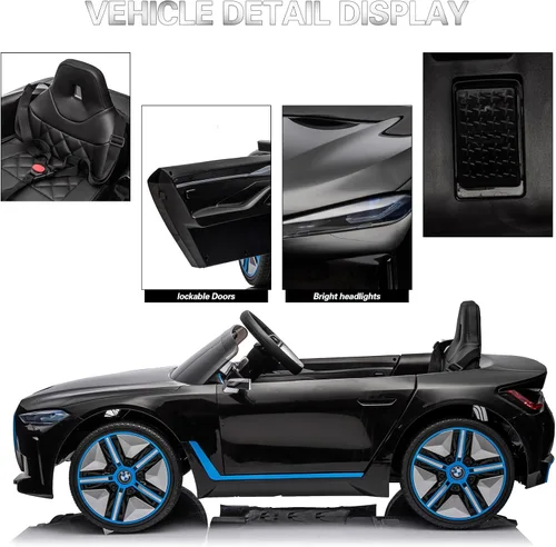 Miniatura 4 de Coche eléctrico para niños, juguetes de paseo de 12 V para niños pequeños con control remoto, automóvil eléctrico a batería con Bluetooth, arranque