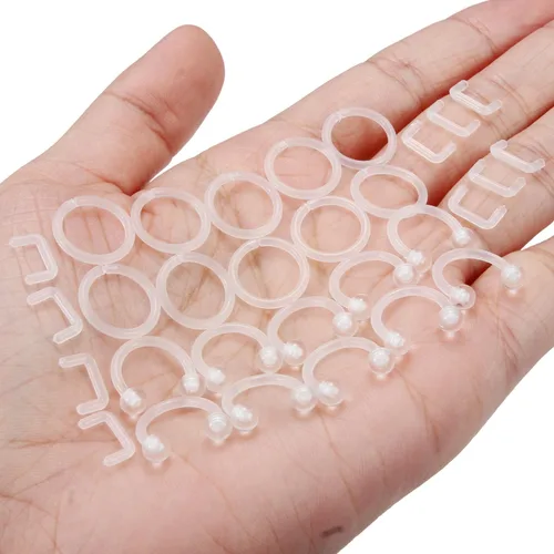Miniatura 3 de 30 piezas 14G 16G Retenedor de tabique de plástico transparente anillo de tabique flexible joyería para el trabajo, cirugía deportiva, resonancia