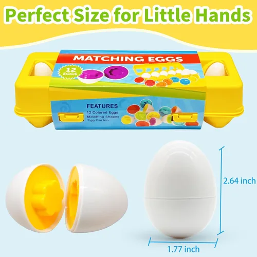 Miniatura 7 de WEEJOYGAM Juguetes Montessori para niños pequeños de 1, 2, 3 años, huevos de Pascua, cesta de Pascua, regalo de cumpleaños, clasificación sensorial