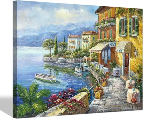 Miniatura 11 de SD SOFT DANCE Lienzo decorativo para pared de pueblo italiano, pintura de pueblo costero, reproducción de obras de arte para sala de estar