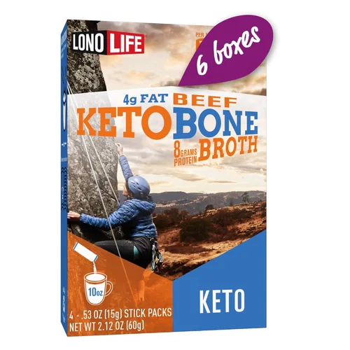Miniatura 8 de LonoLife Polvo de proteína de caldo de hueso Keto - Palitos con sabor a carne: 0.28 oz de proteína, 0.14 oz de grasa, apto para Keto, 10 porciones