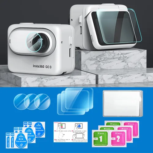 Miniatura 7 de Protector de pantalla para Insta360 GO 3 lcd lente anti-arañazos vidrio templado duro película protectora cubierta (3+3 piezas)