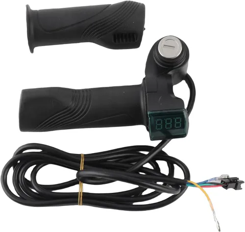 Miniatura 7 de Agarres eléctricos universales para manillar, 1 par de pantallas de voltaje de batería LCD impermeables con función de bloqueo para bicicleta