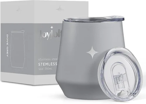 Miniatura 11 de JoyJolt Vaso de triple aislamiento con asa. Vaso de 12 onzas con tapa. Sellado al vacío, forrado de cobre, vasos de acero inoxidable de doble pared.