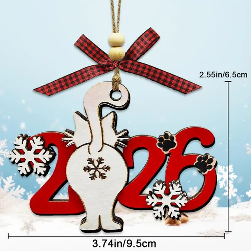 Miniatura 5 de Adornos de Navidad para gatos 2025, adorno divertido para árbol de Navidad, adornos únicos y lindos de madera para decoración - Regalos para amantes
