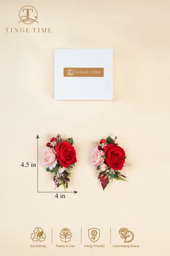 Miniatura 7 de TINGE TIME Ramilletes artificiales de hombro, juego de 2, ramillete floral para madre de la novia para ceremonia de boda, aniversario, cena formal