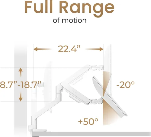Miniatura 9 de BenQ BSH02 Ergo Monitor Arm - Soporte de monitor con resorte de gas para pantallas de hasta 45'' y 44 libras, de servicio pesado, instalación