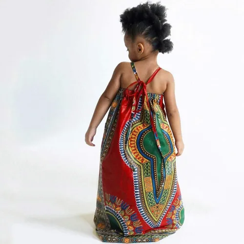 Miniatura 6 de WOCACHI Vestido largo de verano para niñas pequeñas Dashiki africanas, estilo étnico bohemio con estampado digital, Niñas