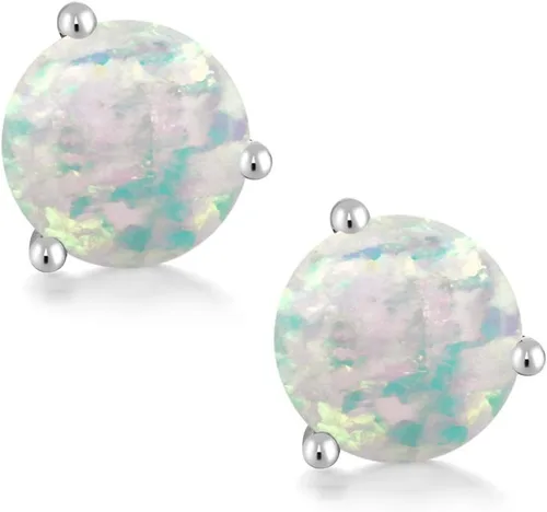 Miniatura 11 de Gem Stone King Aretes de oro de 14 quilates, 0.236 in, piedra natal redonda, Martini, 3 puntas, aretes de oro para mujer