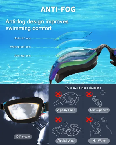 Miniatura 5 de gafas de natación para niños con pinza para la nariz, tapones para los oídos, puente de nariz para niños de 3 a 15 años Negro