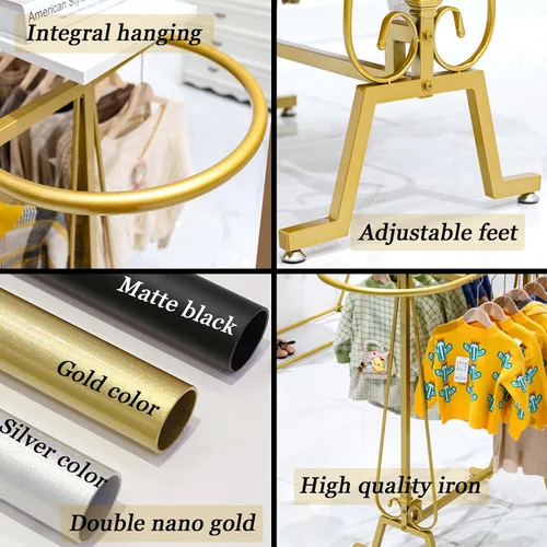 Miniatura 6 de Perchero redondo para ropa de pie comercial, estante para colgar ropa de hierro ovalado, para colgar ropa de dormitorio, exhibición de boutiques