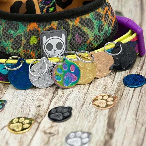 Miniatura 2 de Placa Grabada para Mascotas para Perros y Gatos - Personalizada Frontal y Posterior hasta 4 Líneas de Texto ID Personalizado Grabado, Huella de Pata