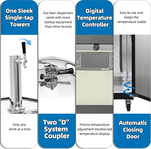 Miniatura 5 de Polarman Dispensador de Cerveza de Barril de Una Sola Tapa para Bares y Restaurantes, Refrigerador de Barriles de Tamaño Completo 24” de Acero
