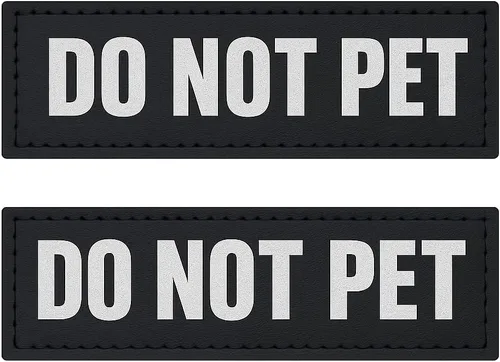 Albcorp Parches reflexivos "No acariciar" con respaldo de gancho para chalecos/arneses de animales de servicio Grandes (15.24 X 5.08) cm