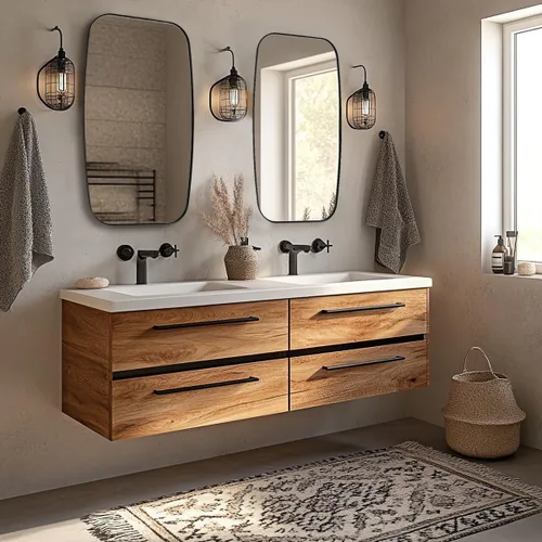 Miniatura 7 de ANDY STAR - Espejos ovalados negros para baño, espejo grande de 24x36 pulgadas con marco de metal negro mate oblongo para pared, espejo moderno