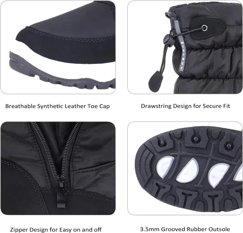 Miniatura 5 de Botas de nieve para mujer, doble invierno, impermeables, forradas con piel, cálidas, antideslizantes
