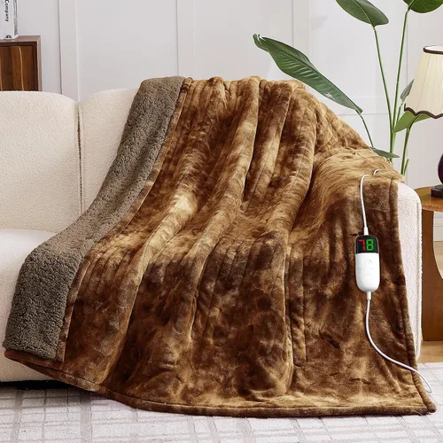 Miniatura 14 de greenoak Manta eléctrica con calefacción, manta térmica de piel sintética Sherpa para sofá cama, regalos cálidos de invierno para mujeres/ella