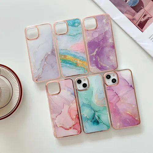 Miniatura 7 de Funda para Samsung Galaxy S22 Ultra, TPU suave + patrón de mármol IMD diseño delgado mejorado para cámara y protección de pantalla para niñas