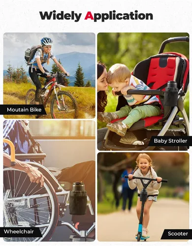 Miniatura 6 de Portavasos grande para bicicleta KEMIMOTO con bolsillos de malla y bolsa para teléfono, compatible con bicicleta de carretera, MTB, bicicleta