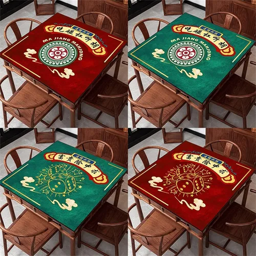 Miniatura 6 de Tapete de mesa Mahjong, antideslizante, para Mahjong, Dominos, Poker, Paigow, juego de cartas, 31.5 x 31.5 pulgadas (31.5 x 31.5 in)