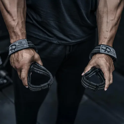 Miniatura 6 de PR Personal Record Deadlift Straps - Figuras 8 correas de levantamiento de pesas para levantamiento de pesas, culturismo, Strongman - Muñequeras