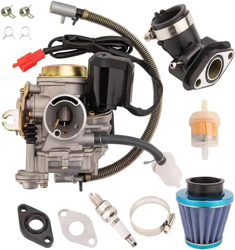 Miniatura 2 de Carburador GY6 50CC 49CC 80C para ciclomotor scooter de 4 tiempos 139QMA 139QMB Taotao Kymco con kit de filtro de aire del colector de admisión