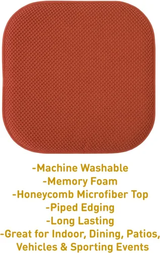 Miniatura 10 de Sweet Home Collection Cojines de espuma viscoelástica para silla, goma antideslizante y diseño de panal de abejas y esquinas redondeadas de 16 x 16