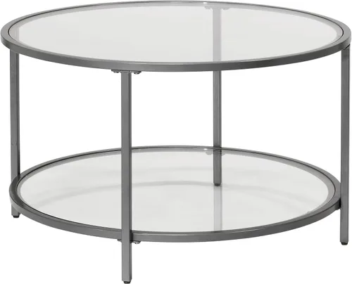 Miniatura 10 de Camber Elite - Juego de mesa auxiliar redonda de metal y vidrio, 35 pulgadas