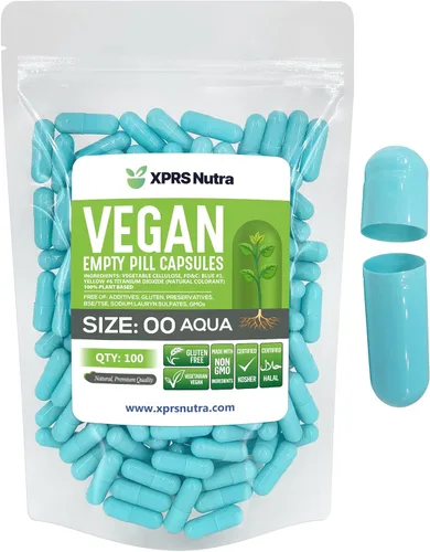 XPRS Nutra Cápsulas vacías de tamaño 00 – 100 cápsulas veganas vacías – Pastillas vacías vegetarianas – Relleno de cápsulas vegetales DIY –