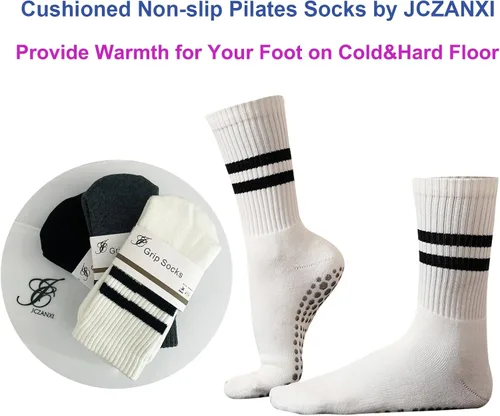 Miniatura 2 de JCZANXI Calcetines de yoga con empuñaduras para mujer, calcetines antideslizantes para yoga, pilates, barras, danza Calcetines acolchados ideales