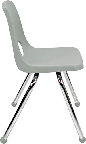 Miniatura 5 de FDP 16" Silla apilable escolar, silla de estudiante apilable con patas de acero cromado y ruedas; para aprendizaje en casa o en el aula - Gris claro