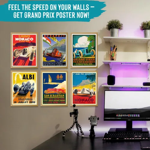 Miniatura 2 de Wallbuddy Juego de 6 carteles de Grand Prix - Fórmula, carreras de motor (5 x 7)