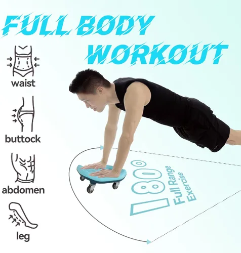 Miniatura 7 de Rueda de rodillo abdominal para entrenamiento de núcleo, equipo de ejercicio de rueda abdominal para gimnasio en casa Azul