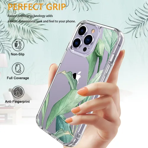 Miniatura 5 de LUHOURI Funda para iPhone 15 Pro con protector de pantalla, cubierta transparente, diseño de patrón de moda, carga inalámbrica, delgada, a prueba