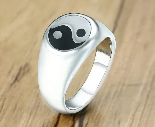 Miniatura 3 de Anillo de equilibrio para hombre Tai Chi Yin Yang de acero inoxidable Taoísmo Zen Spirit Talismán, Acero inoxidable, aleación, latón