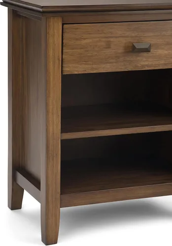 Miniatura 10 de SIMPLIHOME Mesita de noche artesanal de madera maciza de 24 pulgadas de ancho en marrón otoño, mesa auxiliar o auxiliar contemporánea con 1 cajón