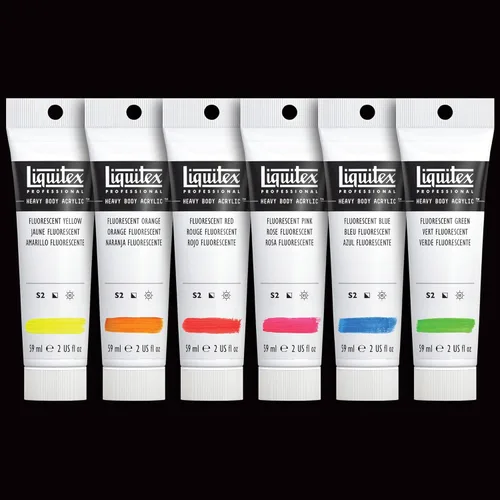 Miniatura 3 de Liquitex Professional Heavy Body - Pintura acrílica, 6 x 59 ml (2.0 fl oz), juego de colores fluorescentes