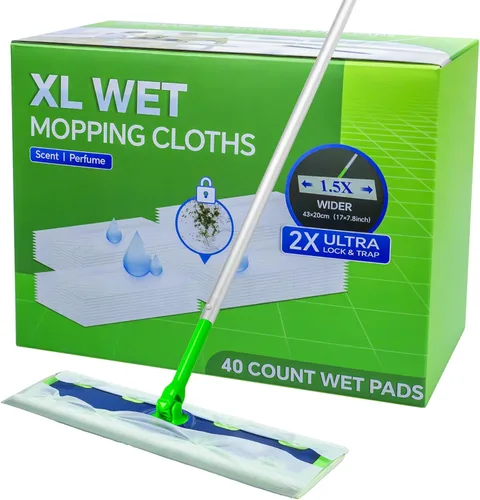Miniatura 8 de 20 unidades de paños húmedos XL para Swiffer Sweeper XL Mop - Recambios desechables de almohadillas húmedas extra grandes - Recambios de paños