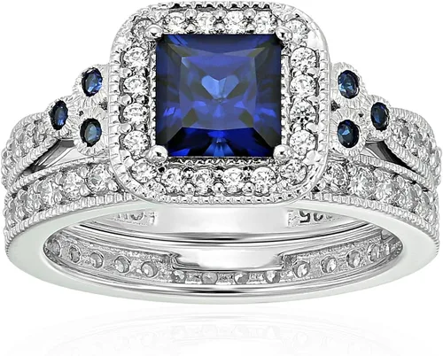 Miniatura 16 de Amazon Essentials Anillo antiguo de plata de ley chapada en platino o oro con circonita cúbica de elementos infinitos de corte Asscher