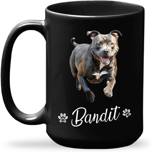 Miniatura 8 de Taza de viaje negra personalizada con nombre a elegir de 11 onzas, 15 onzas, taza de cerámica personalizada para perros Chihuahua, regalo