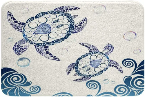 Miniatura 14 de Erosebridal Alfombra de baño turquesa de 16 x 24 pulgadas, antideslizante, verde azulado y gris, para niñas y adultos, alfombra de puerta