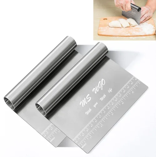 Miniatura 8 de Raspador/Cortador/Picador de Masa Pro Dough para Pastelería de Acero Inoxidable Pulido Espejo con Escala de Medición Multiusos - Pastel, Cortador