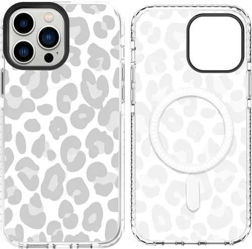 Miniatura 21 de SAKUULO Funda magnética para iPhone 11 Pro Max [Compatible con MagSafe] Patrón de Estampado de Leopardo Gris Claro Funda de Carga Inalámbrica